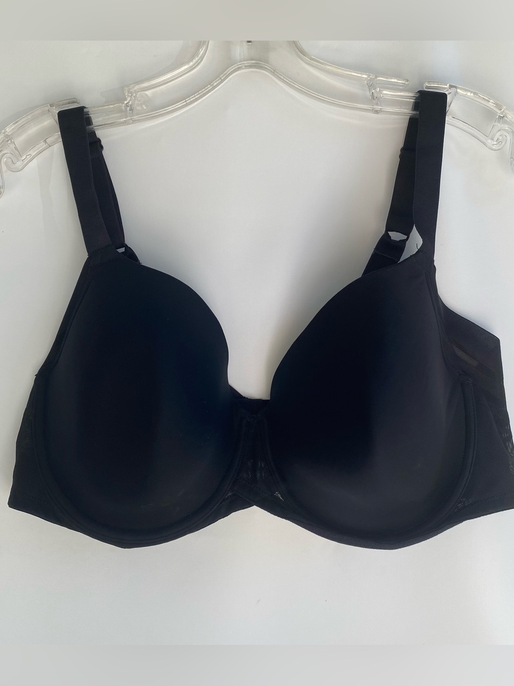 Felina black sheer mesh lightly padded black bra underwire full figure 42C